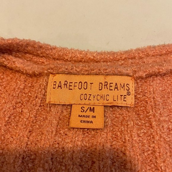 Barefoot Dreams Women S CozyChic Lite Ribbed Shrug Cardigan Sweater Coral Pink - Picture 4 of 9